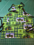 Boys Reversible Apron — Green Plaid & Tractor