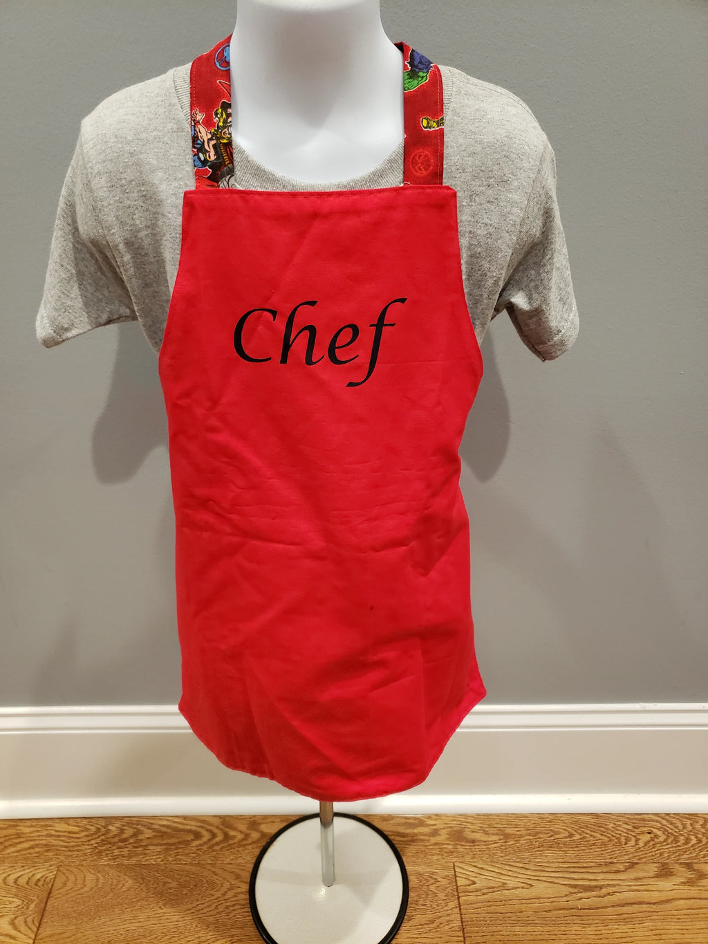 Red Reversible Boys Apron — Ages 4–6