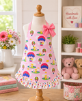 Girls Reversible Hot Air Balloon Apron — Handmade Toddler Chef Apron, Size Small
