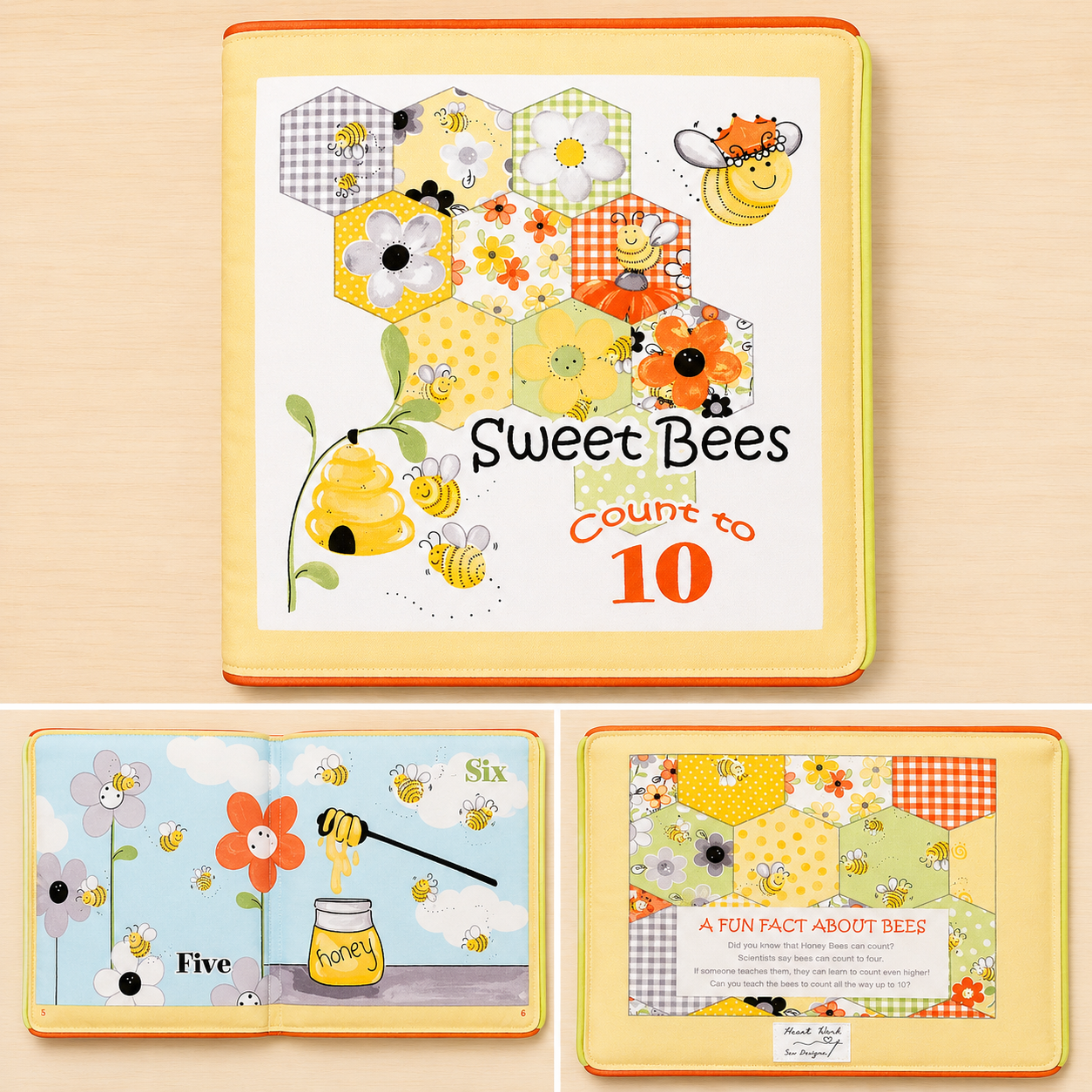 Sweet Bees Count to 10 — Handmade Soft Cloth Counting Book for Babies & Toddlers