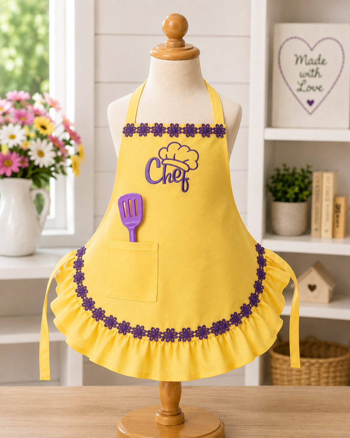 Ruffled Kids Chef Apron with Pocket — Handmade by HeartWork