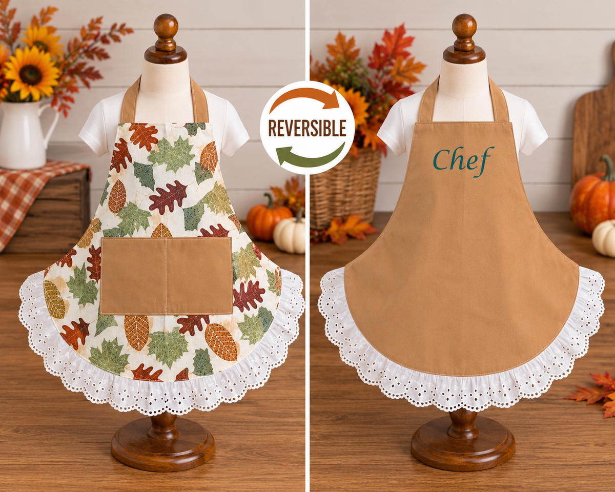 Reversible Fall Apron with Ruffles & Pockets