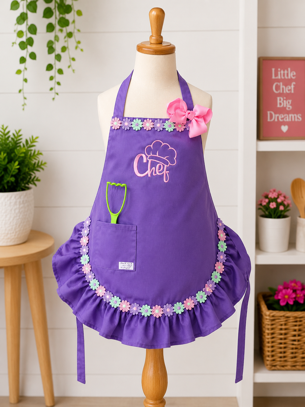 Ruffled Kids Chef Apron with Pocket — Handmade by HeartWork
