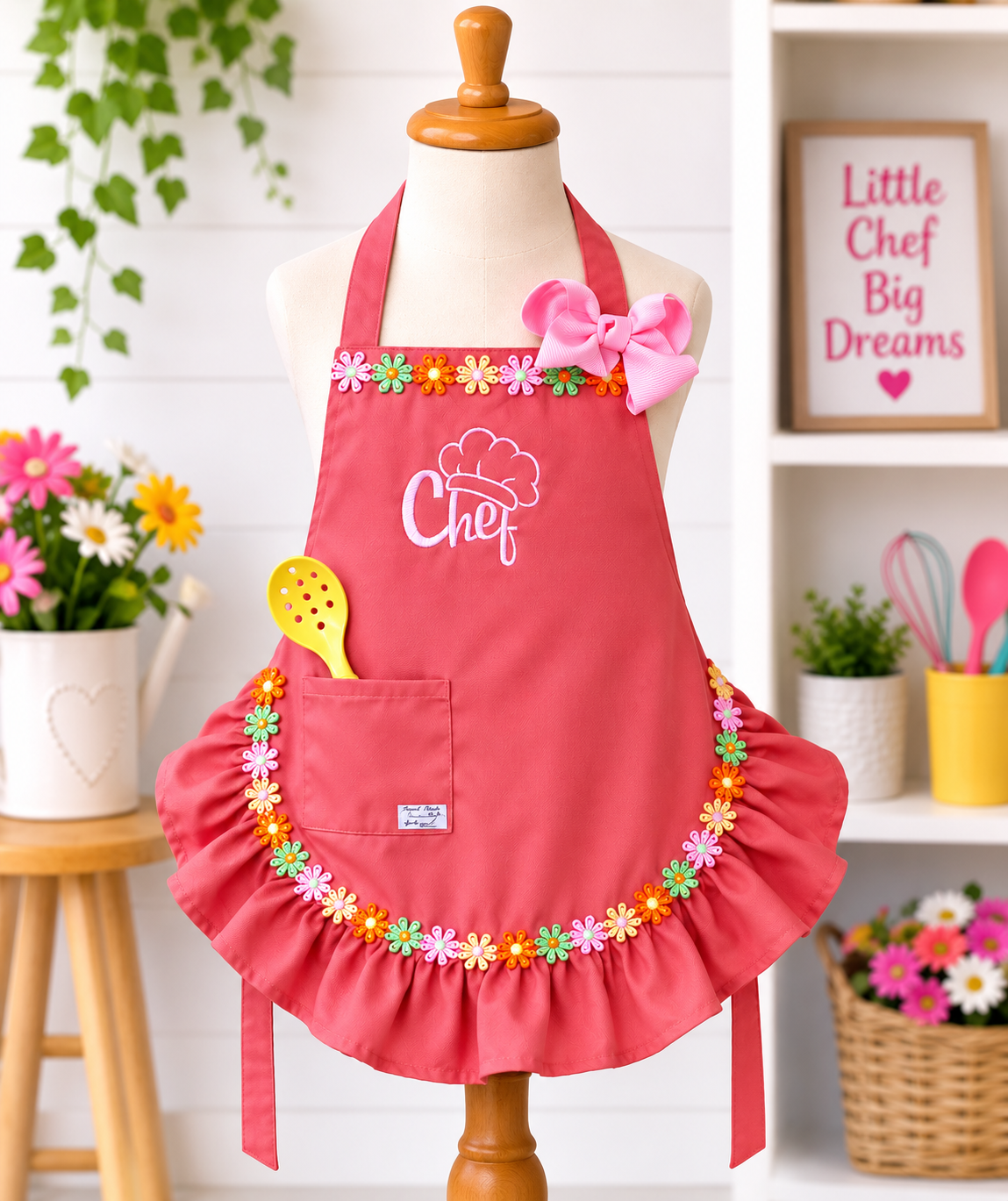 Ruffled Kids Chef Apron with Pocket — Handmade by HeartWork