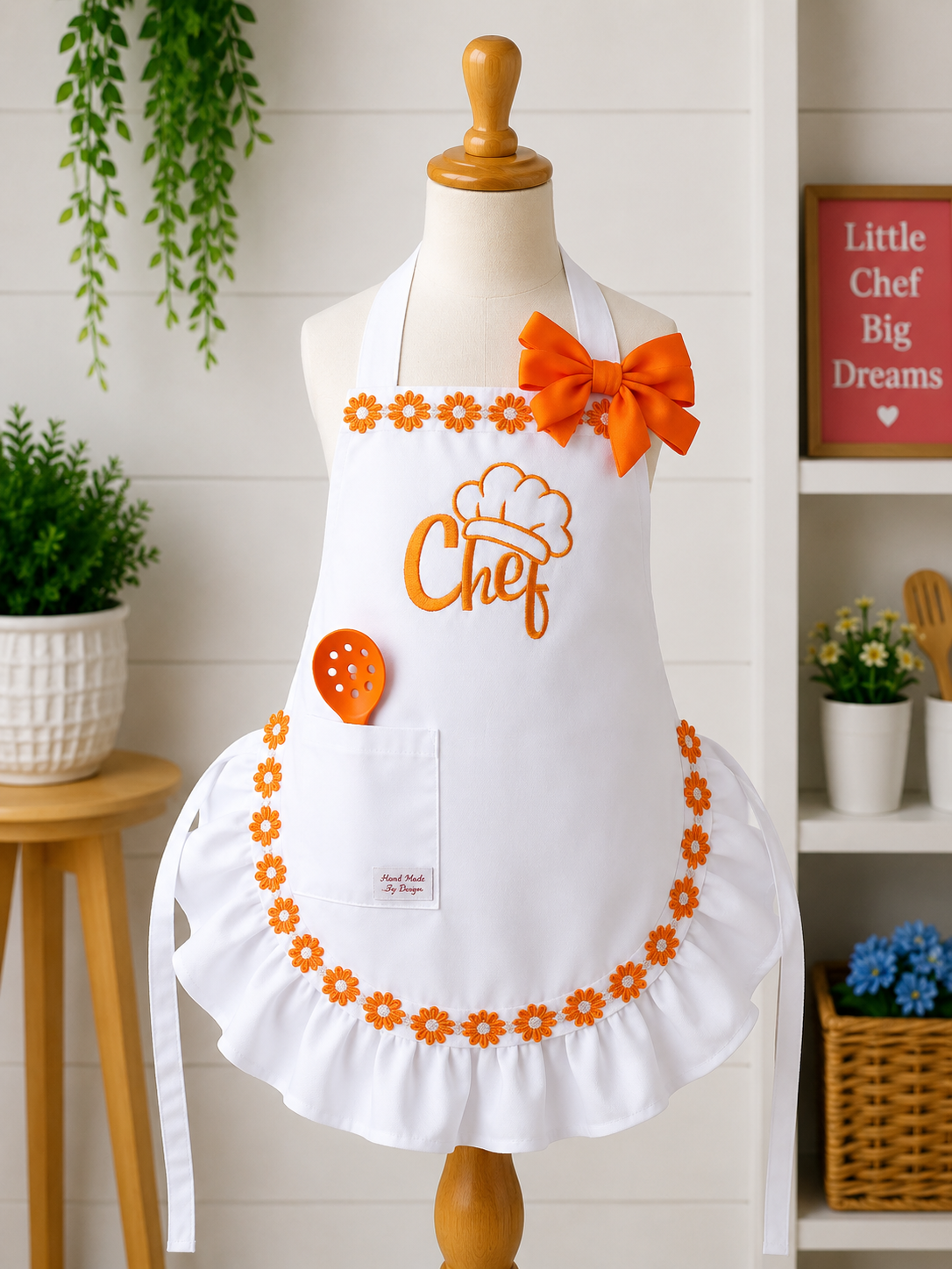 Ruffled Kids Chef Apron with Pocket — Handmade by HeartWork