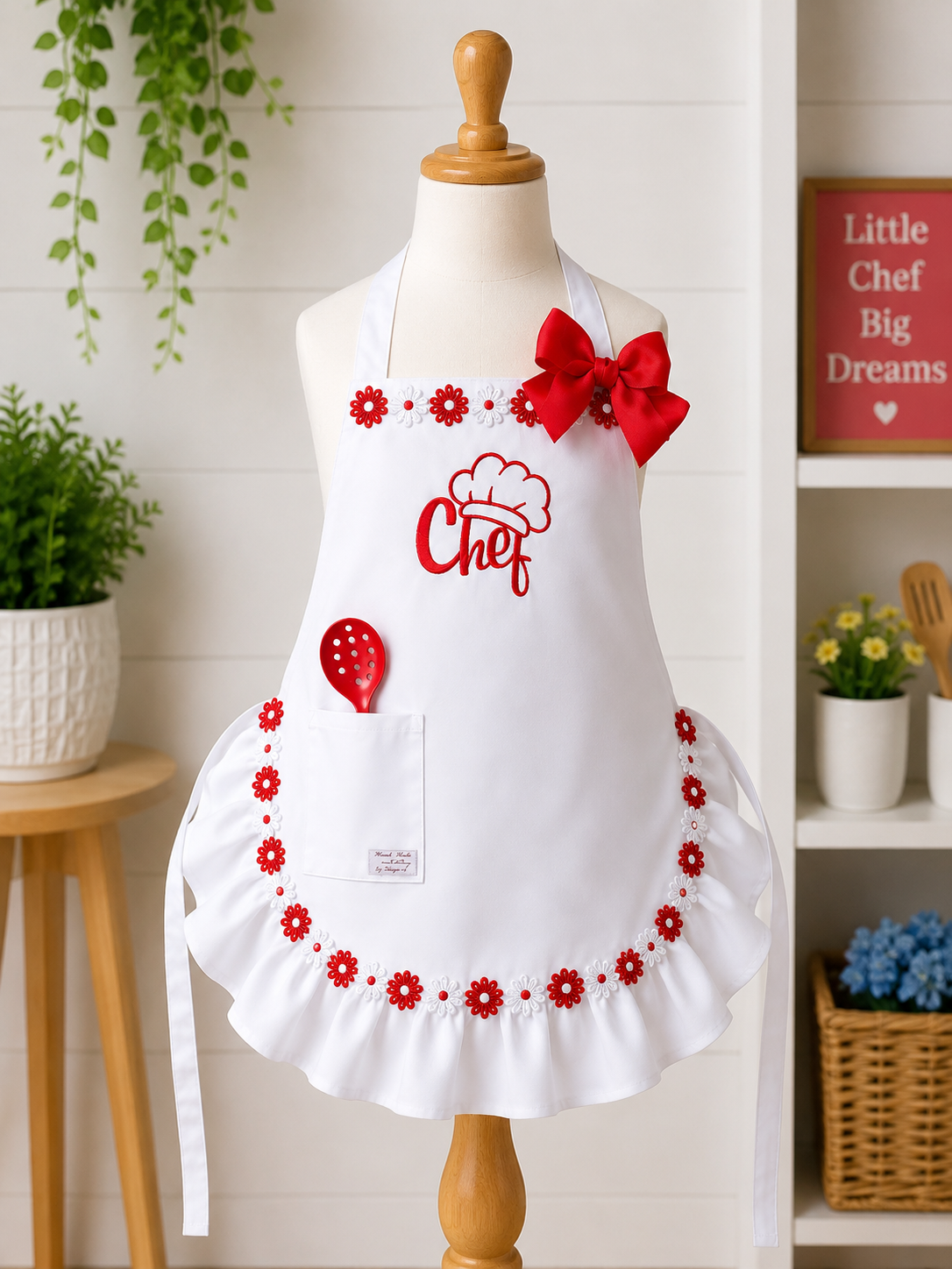 Ruffled Kids Chef Apron with Pocket — Handmade by HeartWork