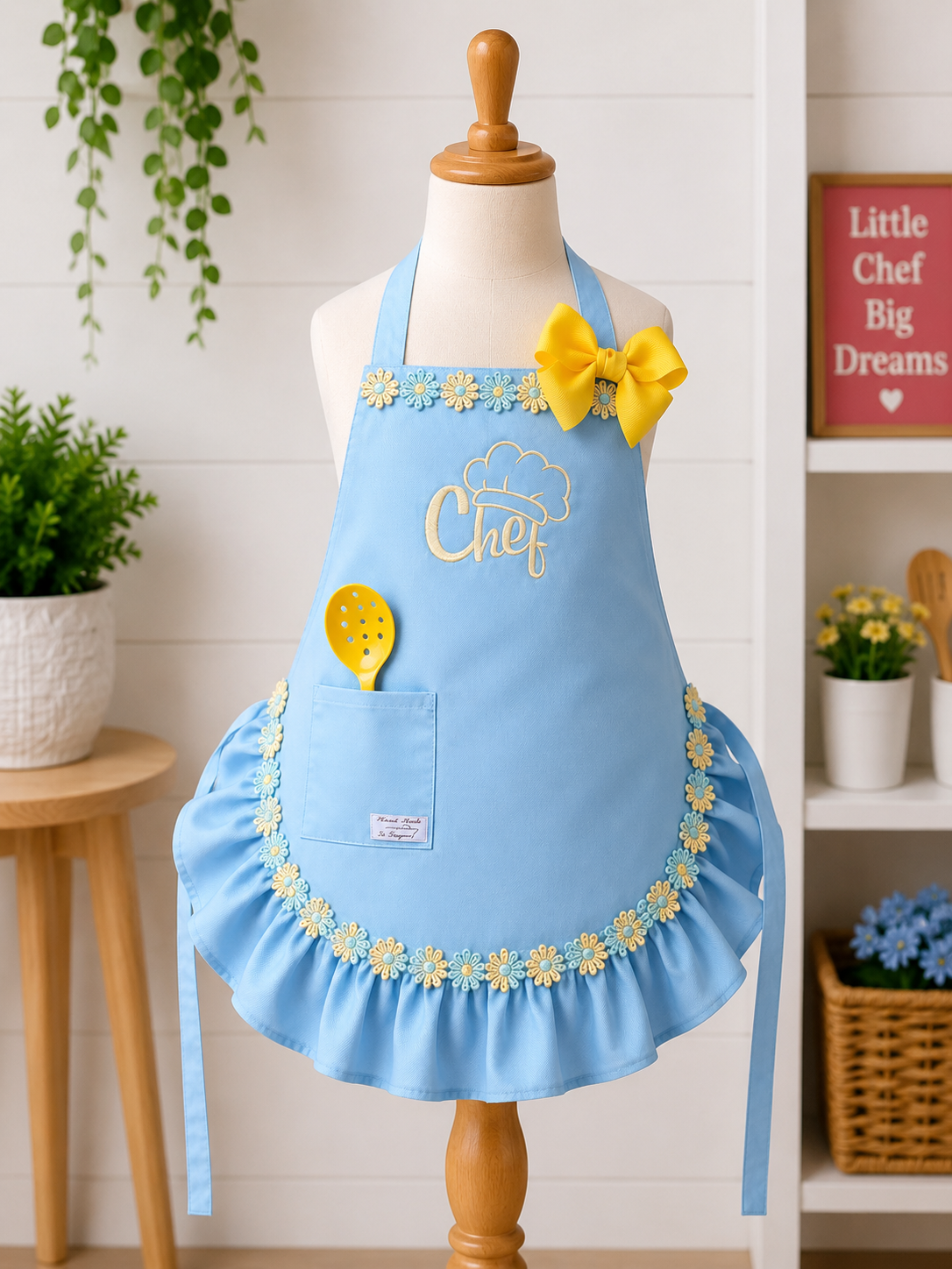 Ruffled Kids Chef Apron with Pocket — Handmade by HeartWork